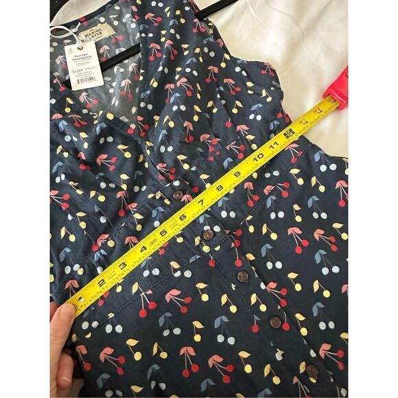 NWT Marine Layer Holli Sleeveless Jumpsuit Blue Cherry Print Pockets Tie Belt XS - Picture 6 of 14